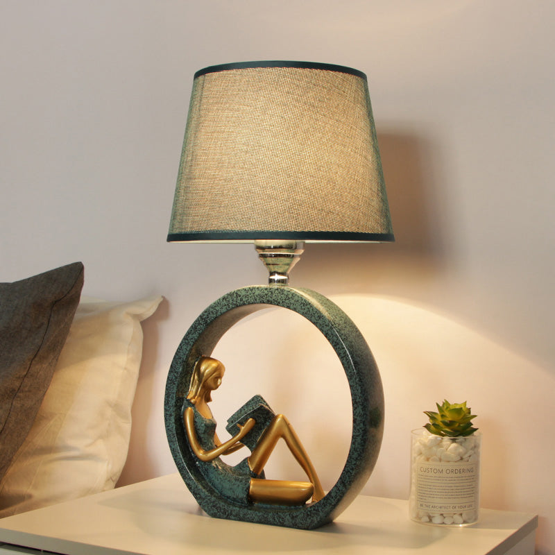 Table Lamp with Round Base and Sitting Figurine-Lighting > Table Lamps-casanuva-casanuva