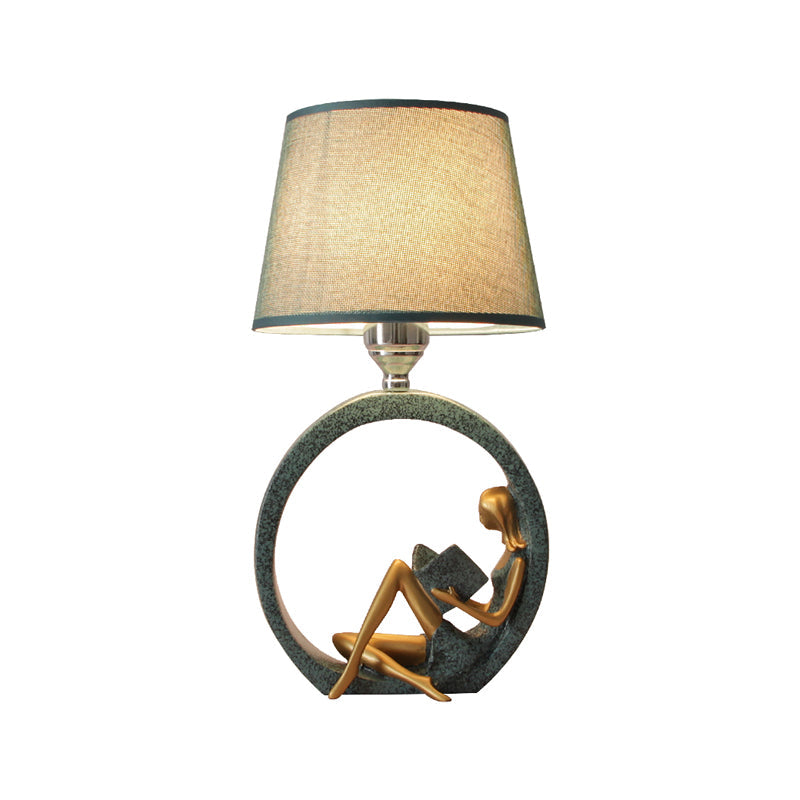 Table Lamp with Round Base and Sitting Figurine-Lighting > Table Lamps-casanuva-casanuva
