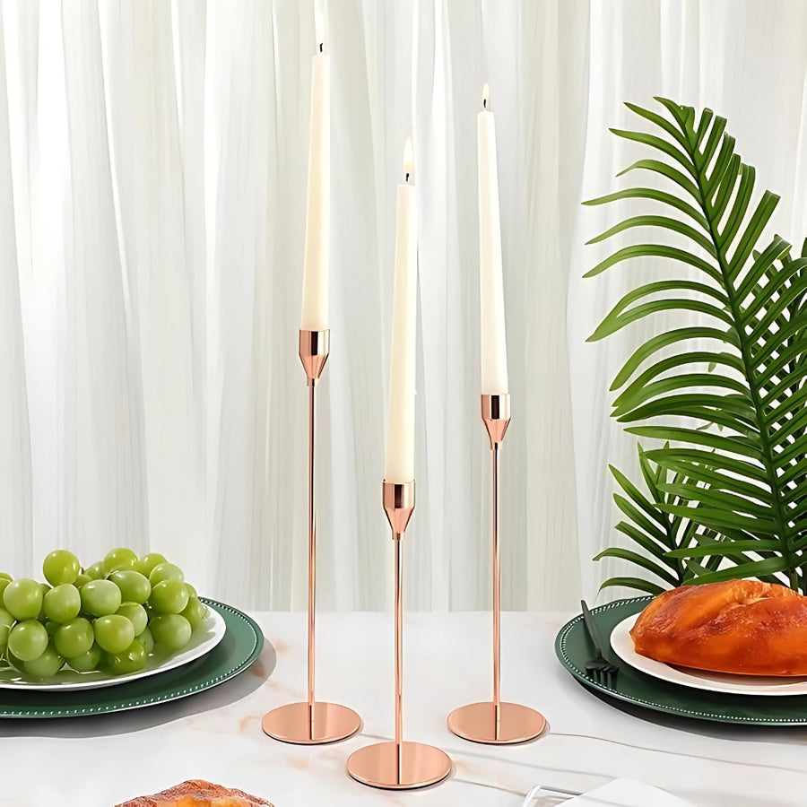 Tall Candle Holder Set in Chic Design-Home Decor > Candle Holders-casanuva-Rose Gold-casanuva