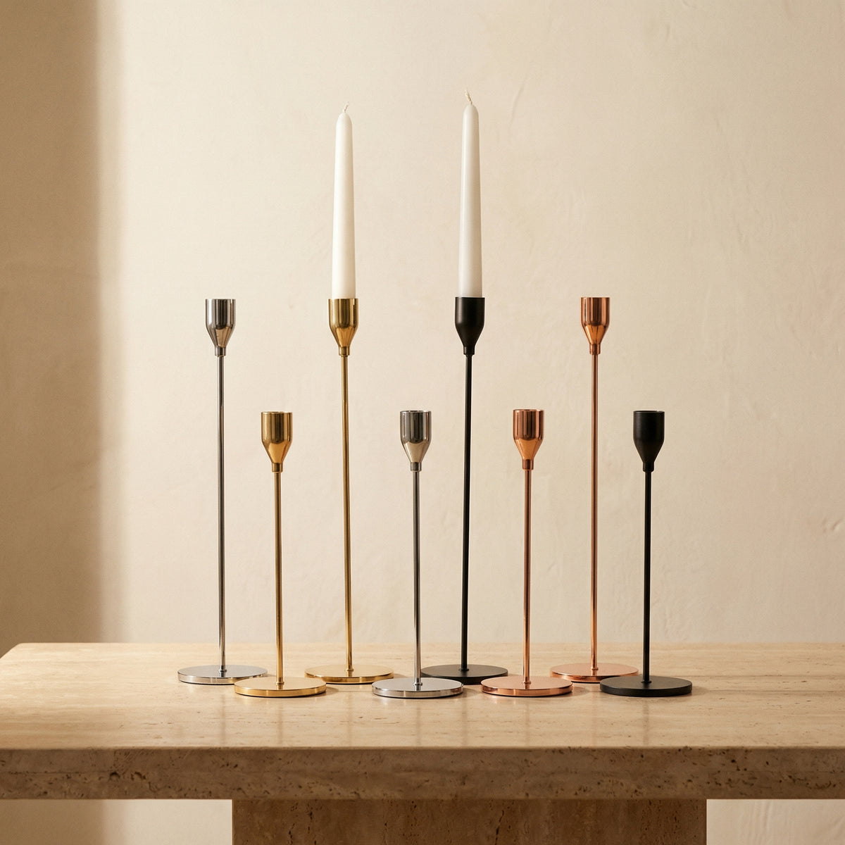 Tall Candle Holder Set in Chic Design-Home Decor > Candle Holders-casanuva-casanuva