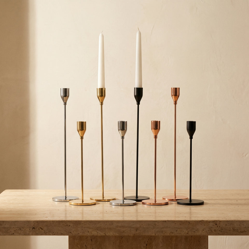 Tall Candle Holder Set in Chic Design-Home Decor > Candle Holders-casanuva-casanuva