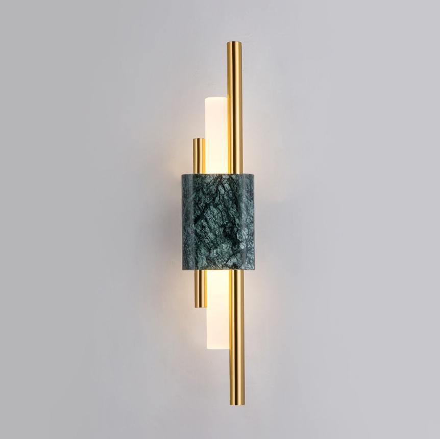 Tanto LED Wall Light-Lighting > Wall Lights-casanuva-3.9" x H 19.7"-Green Marble & Gold-Warm Light-casanuva