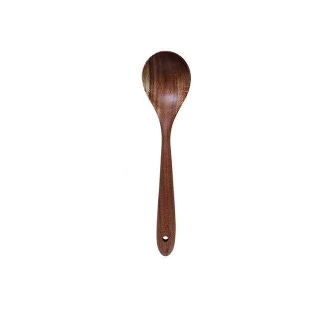 Teak Wood Kitchen Utensil Set Natural Finish-Kitchen & Dining > Cooking Utensils-casanuva-Oil spoon-casanuva