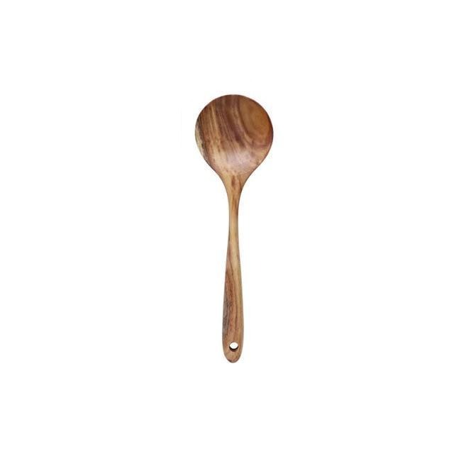 Teak Wood Kitchen Utensil Set Natural Finish-Kitchen & Dining > Cooking Utensils-casanuva-Seasoning spoon-casanuva
