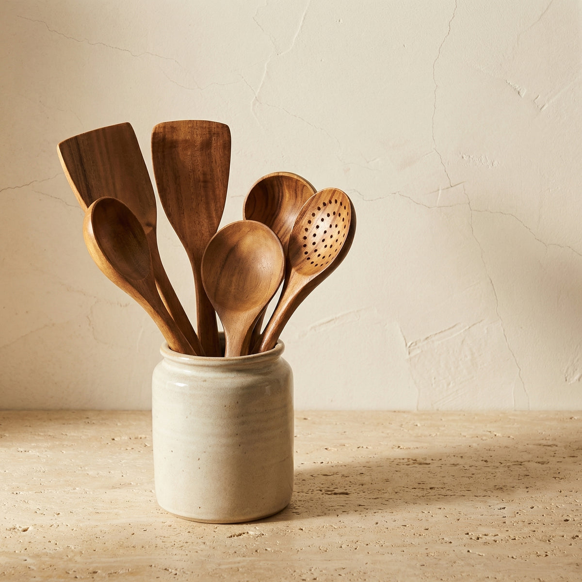 Teak Wood Kitchen Utensils Set-Kitchen & Dining > Cooking Utensils-casanuva-casanuva