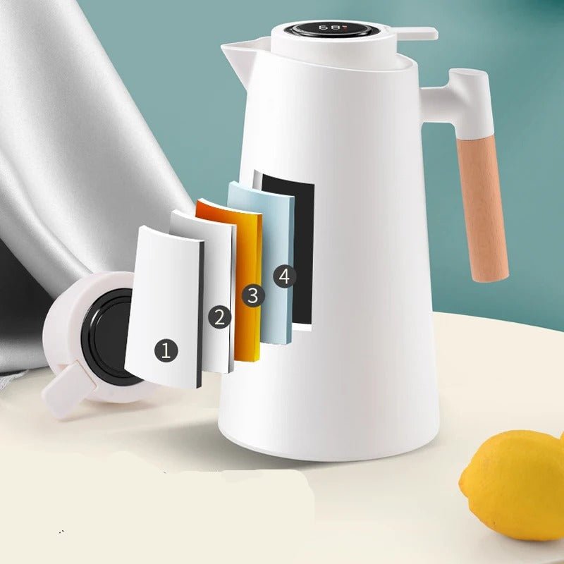 Thermal Jug with LED Temperature Display and Wooden Handle-Kitchen & Dining > Coffee & Tea-casanuva-casanuva