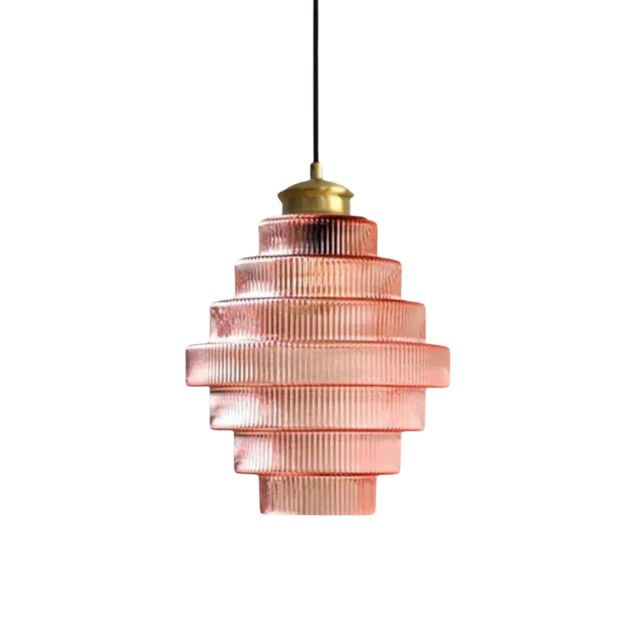 Tiered Glass Pendant Lamp-Lighting > Pendant Lights-casanuva-Pink-ø 22 x H 30 cm-casanuva