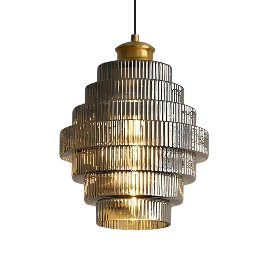 Tiered Glass Pendant Lamp-Lighting > Pendant Lights-casanuva-Smoky Gray-ø 22 x H 30 cm-casanuva