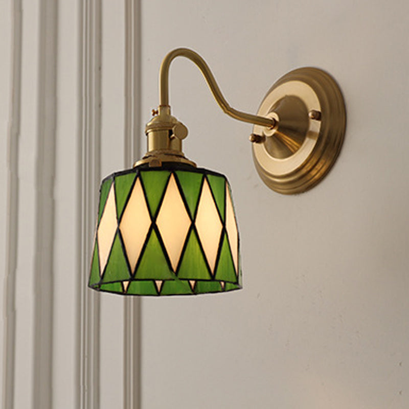 Tiffany Style Round Copper Glass Wall Sconce Lamp 1-Light-Lighting > Wall Lights-casanuva-casanuva