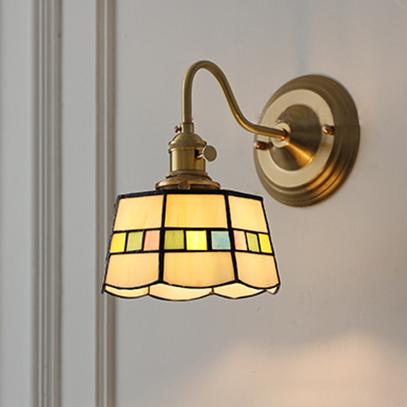 Tiffany Style Round Copper Glass Wall Sconce Lamp 1-Light-Lighting > Wall Lights-casanuva-casanuva