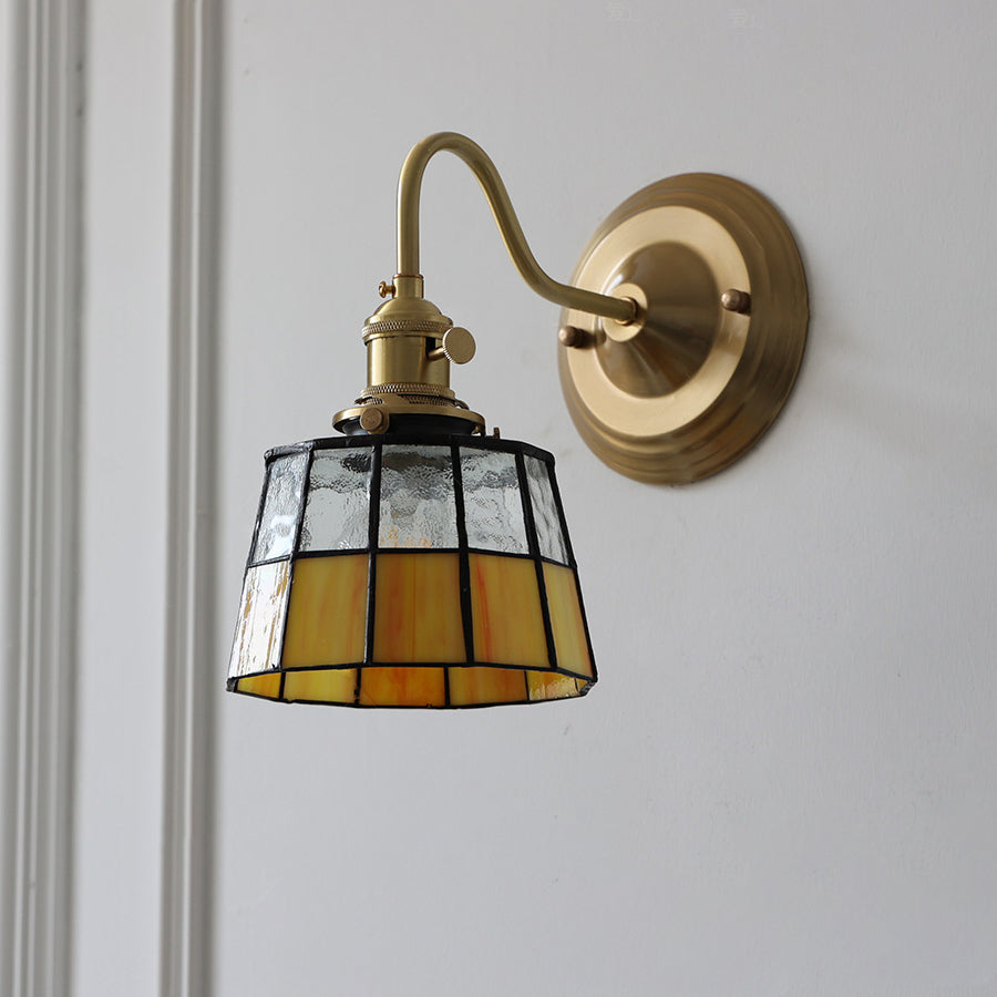 Tiffany Style Round Copper Glass Wall Sconce Lamp 1-Light-Lighting > Wall Lights-casanuva-casanuva