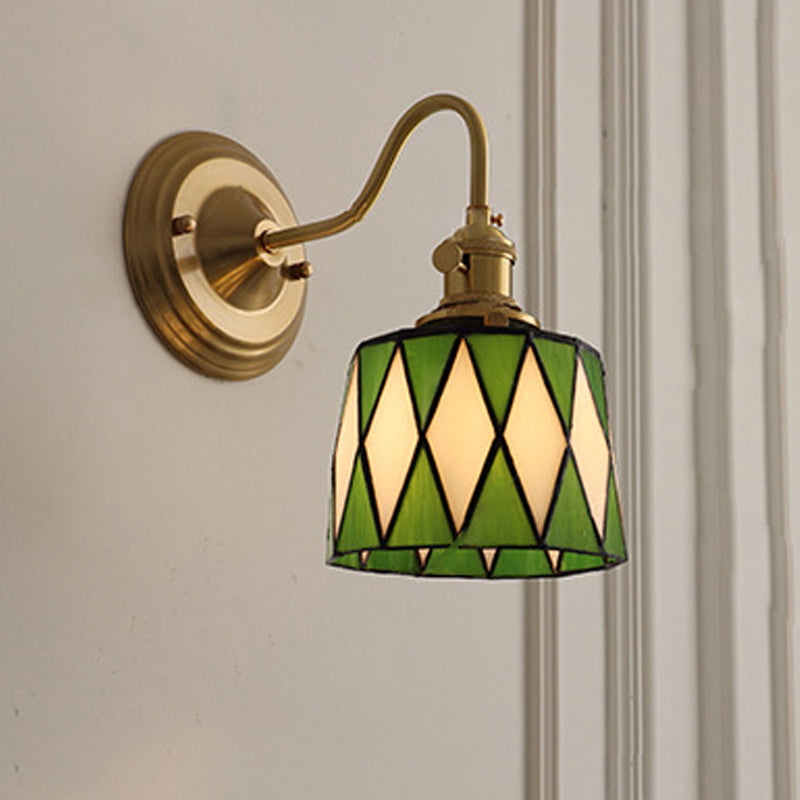 Tiffany Style Round Copper Glass Wall Sconce Lamp 1-Light-Lighting > Wall Lights-casanuva-A-100V-120V-casanuva