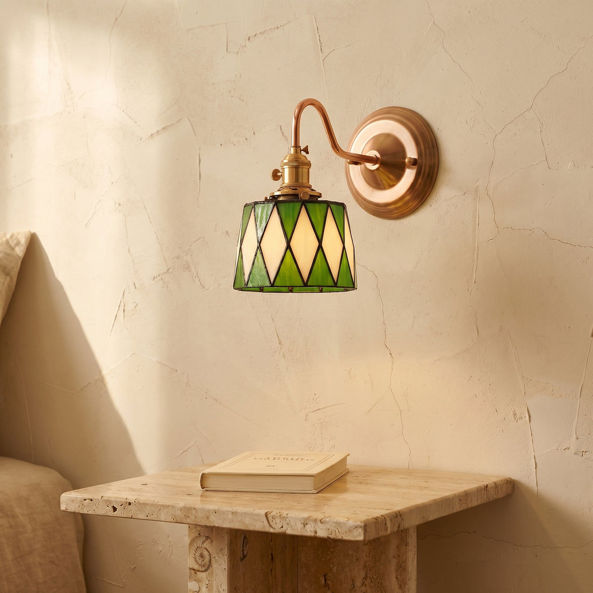Tiffany Style Round Copper Glass Wall Sconce Lamp 1-Light-Lighting > Wall Lights-casanuva-casanuva