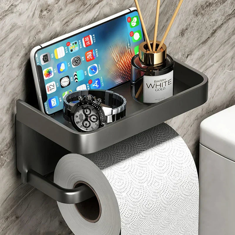 Toilet Paper Holder with Storage Shelf-Bedding & Bath > Bathroom Accessories-casanuva-casanuva