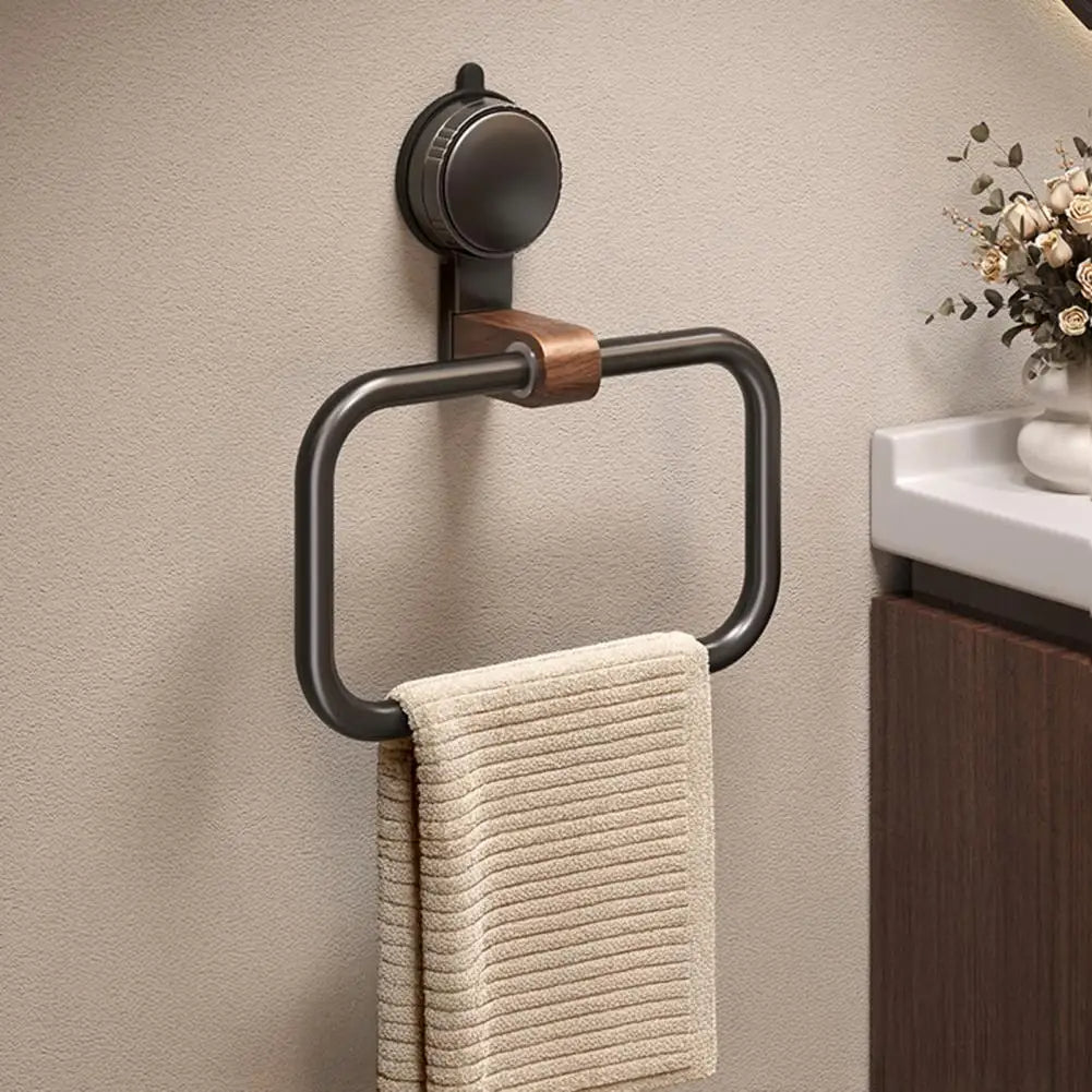 Towel Holder with Walnut Accents-Bedding & Bath > Bathroom Accessories-casanuva-Black-1 Piece-casanuva