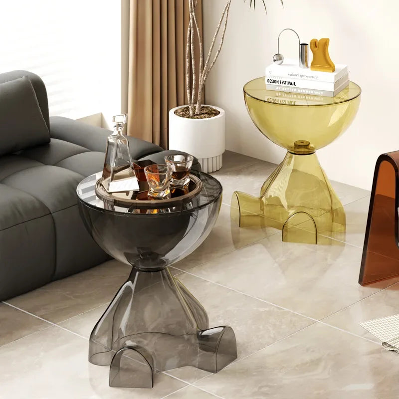 Transparent Plastic Side Table Compact Lightweight Space-Saving Design-Furniture > Side Tables-casanuva-casanuva