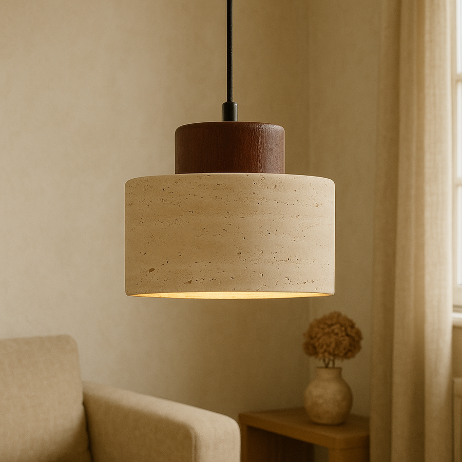 Travertine Stone Pendant Light Fixture-Lighting > Pendant Lights-casanuva-casanuva