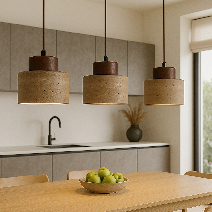 Travertine Stone Pendant Light Fixture-Lighting > Pendant Lights-casanuva-casanuva