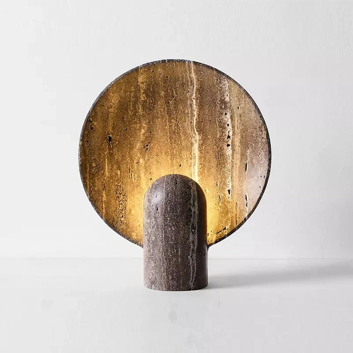 Travertine Stone Table Lamp with Mineral Finish-Lighting > Table Lamps-casanuva-casanuva