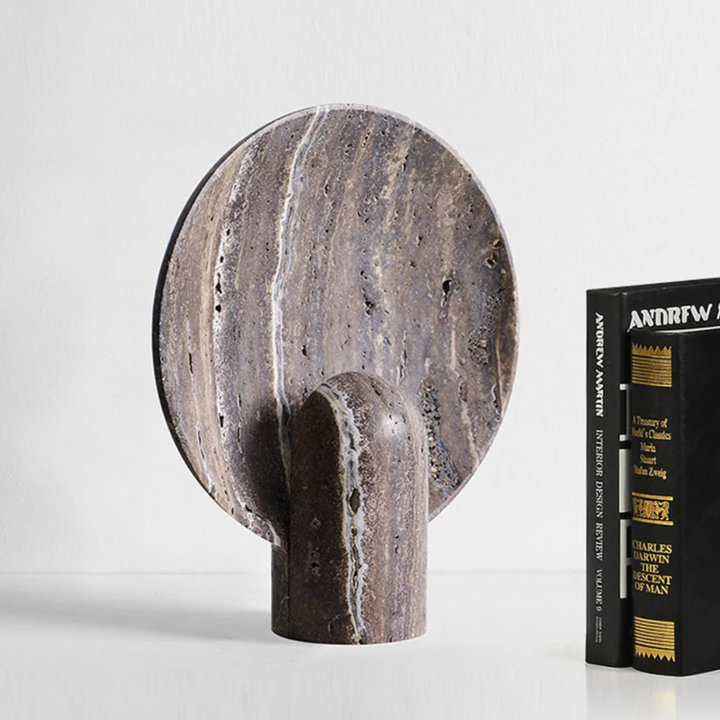 Travertine Stone Table Lamp with Mineral Finish-Lighting > Table Lamps-casanuva-casanuva