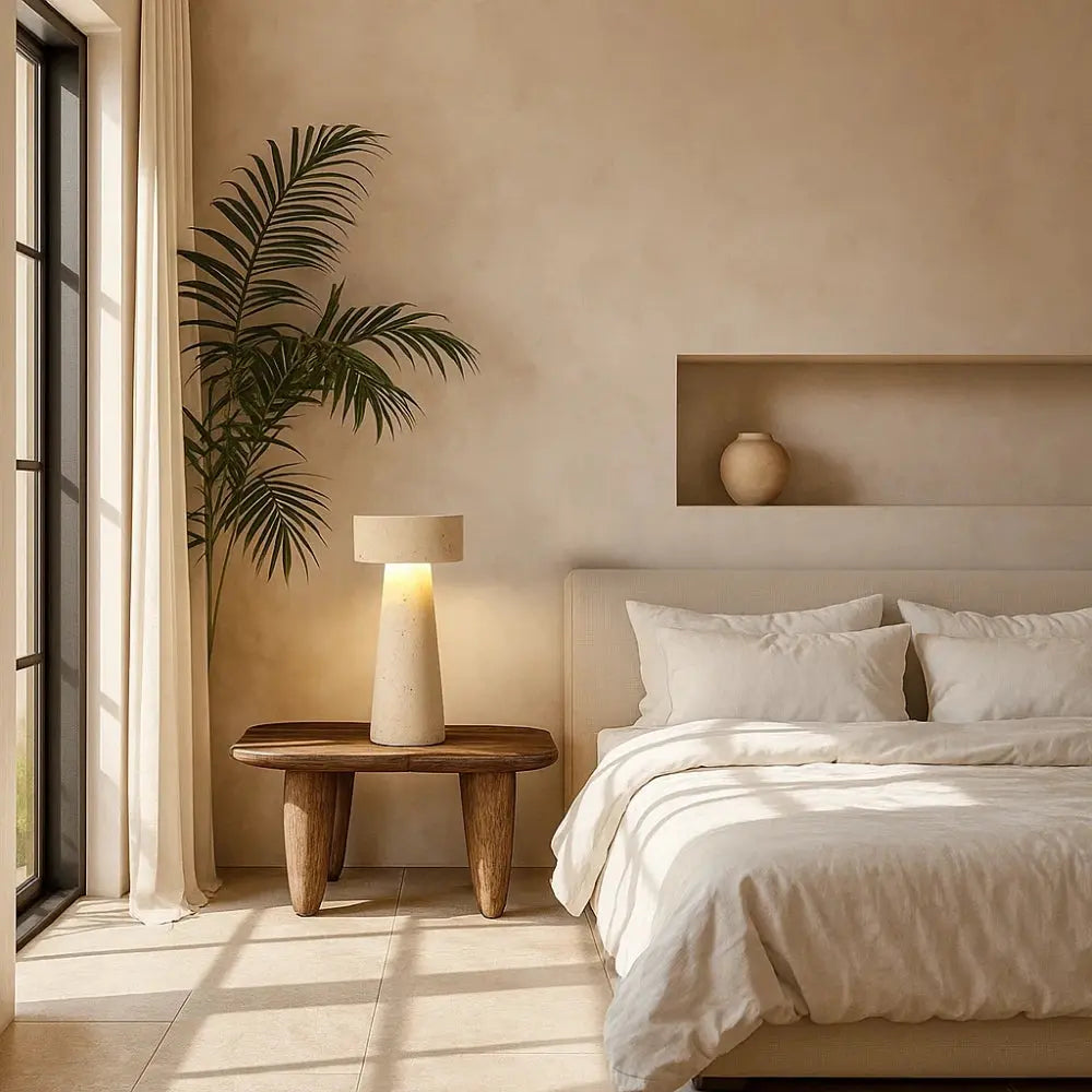 Travertine Table Lamp Antique Sculpture-Lighting > Table Lamps-casanuva-casanuva