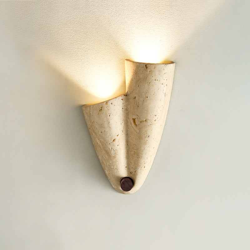 Travertine Wall Lamp-Lighting > Wall Lights-casanuva-19cmx7cmx27cm-Beige-casanuva