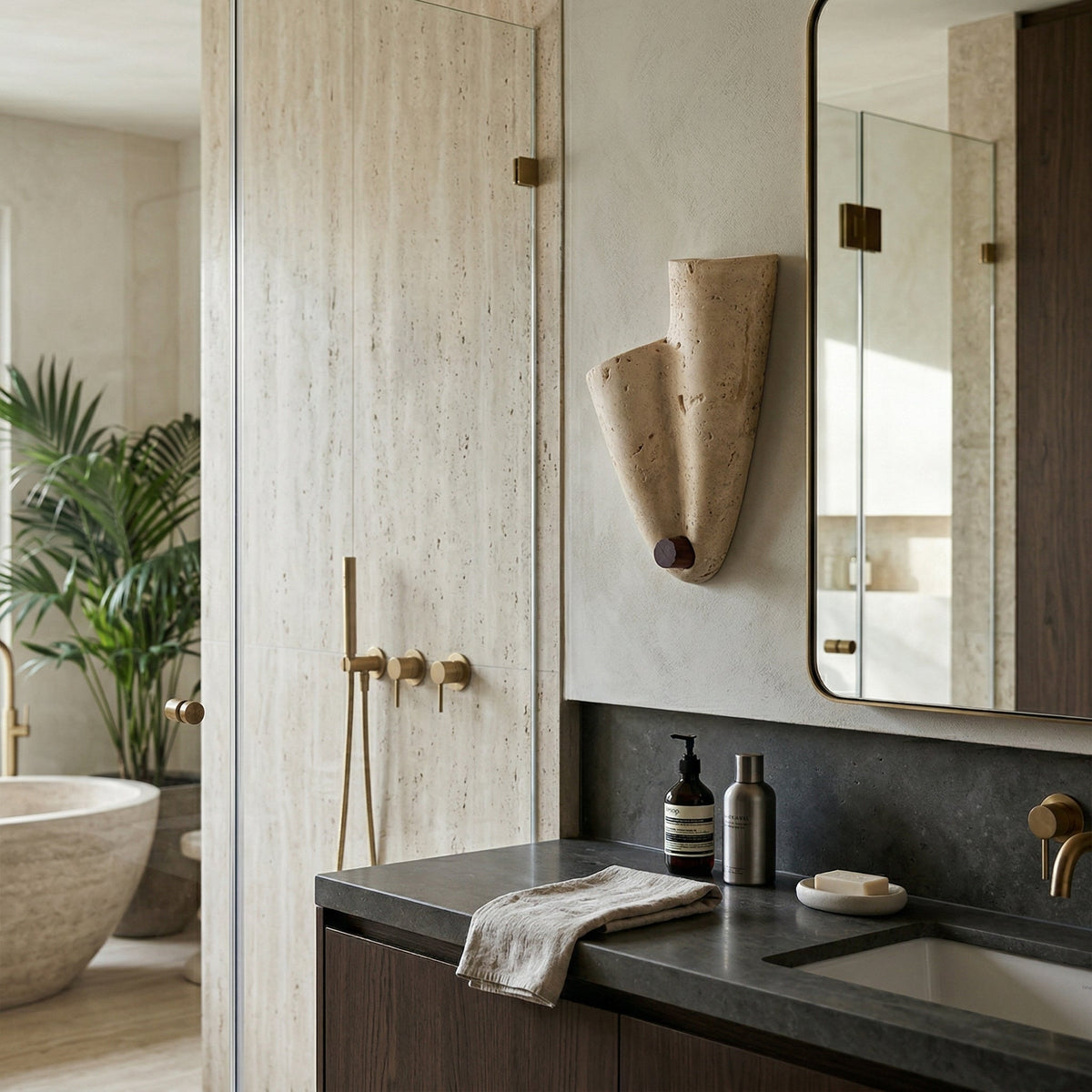 Travertine Wall Lamp-Lighting > Wall Lights-casanuva-casanuva
