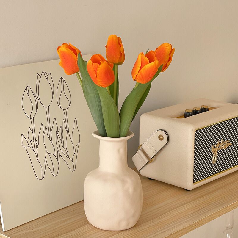 Tulip Glass Vase Set-Home Decor > Vases-casanuva-Tulipes orange-Avec vase-casanuva