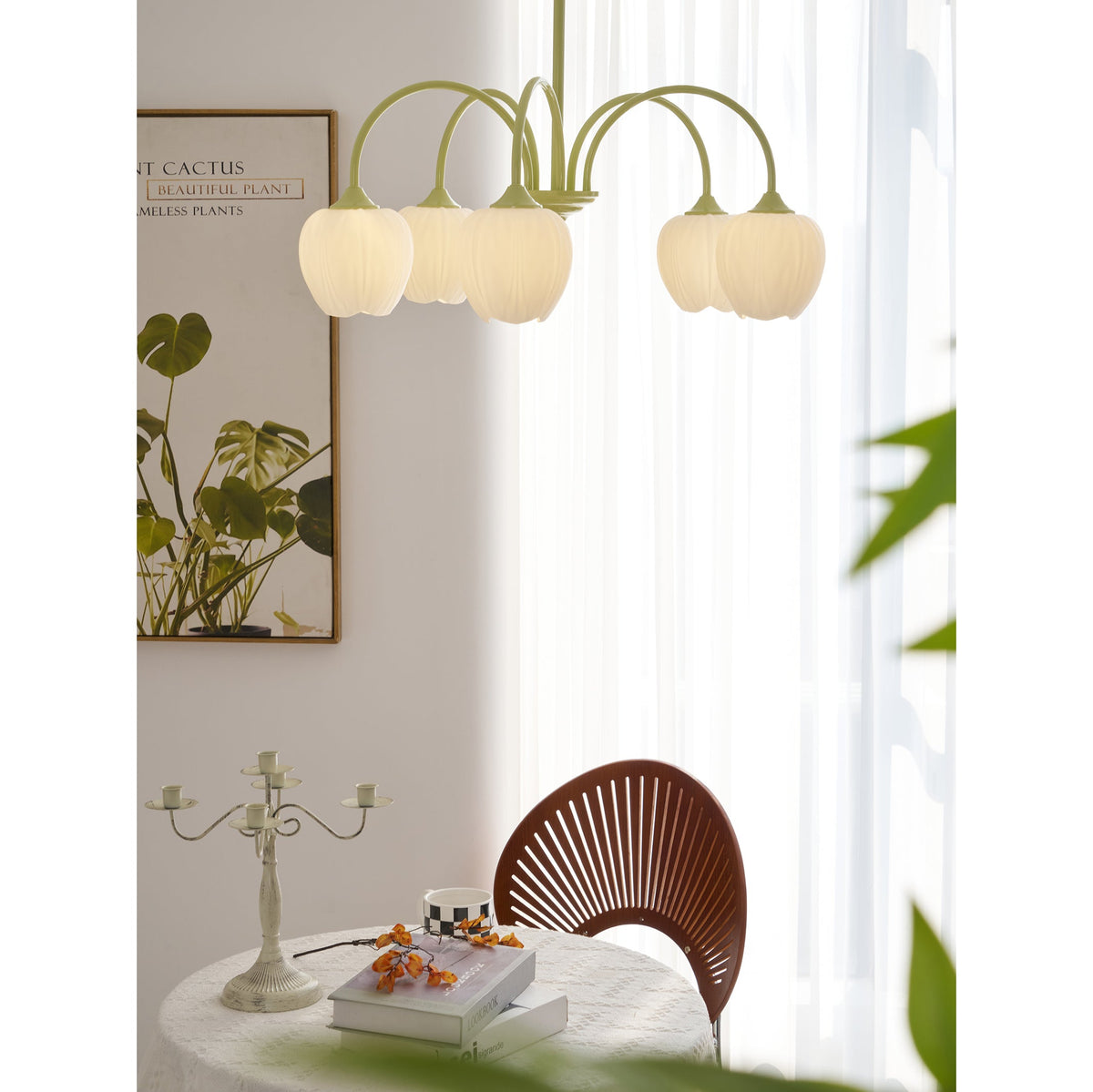 Tulip Matcha Chandelier Light Fixture-Lighting > Chandeliers & Pendant Lights-casanuva-casanuva