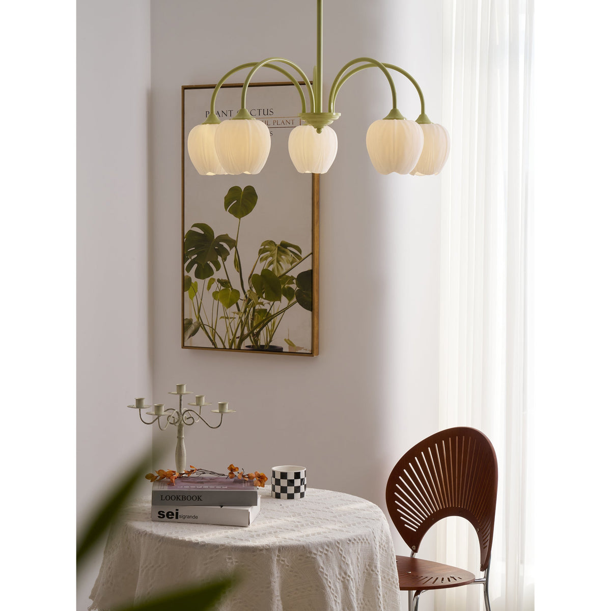 Tulip Matcha Chandelier Light Fixture-Lighting > Chandeliers & Pendant Lights-casanuva-casanuva