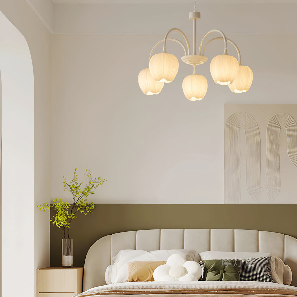 Tulip Matcha Chandelier Light Fixture-Lighting > Chandeliers & Pendant Lights-casanuva-casanuva