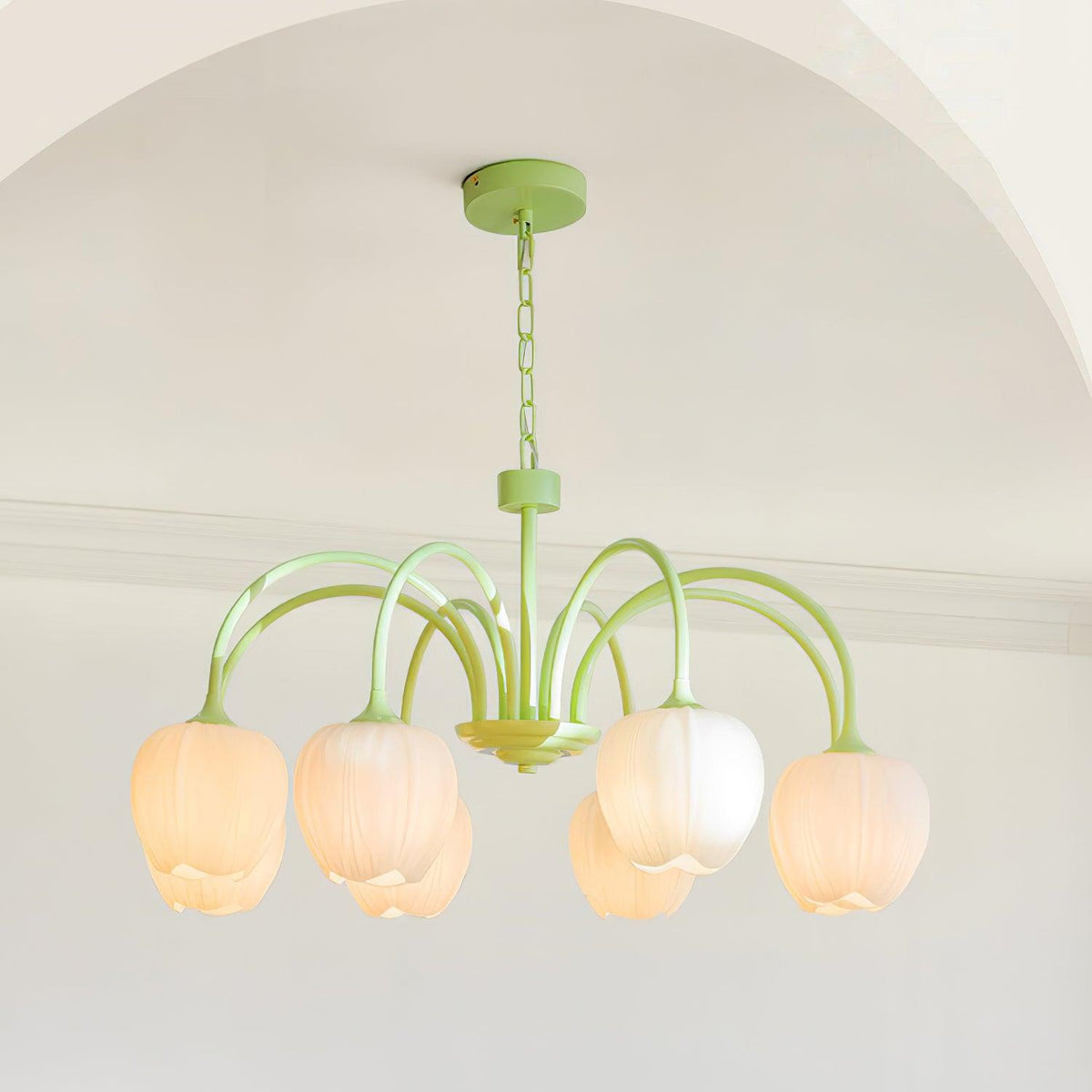 Tulip Matcha Chandelier Light Fixture-Lighting > Chandeliers & Pendant Lights-casanuva-casanuva