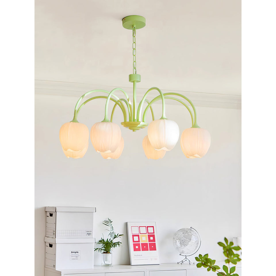 Tulip Matcha Chandelier Light Fixture-Lighting > Chandeliers & Pendant Lights-casanuva-casanuva
