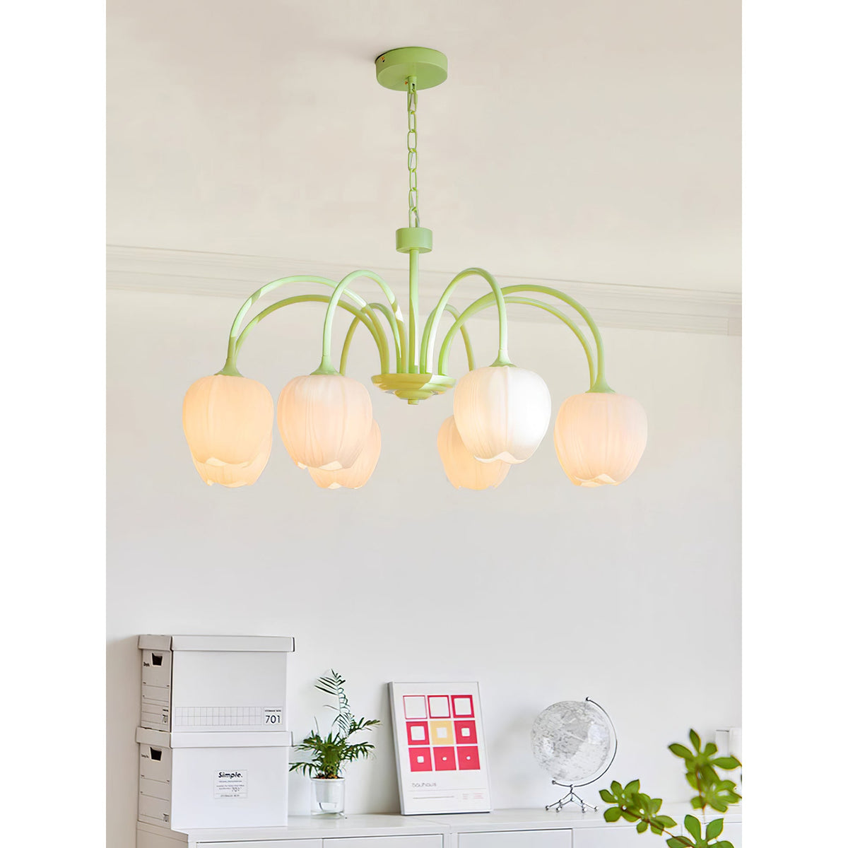 Tulip Matcha Chandelier Light Fixture-Lighting > Chandeliers & Pendant Lights-casanuva-casanuva