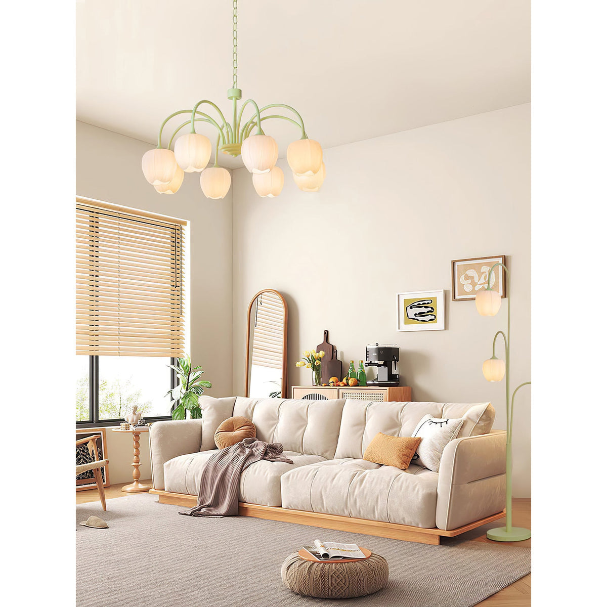 Tulip Matcha Chandelier Light Fixture-Lighting > Chandeliers & Pendant Lights-casanuva-casanuva