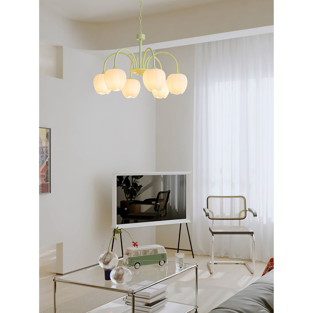 Tulip Matcha Chandelier Light Fixture-Lighting > Chandeliers & Pendant Lights-casanuva-casanuva
