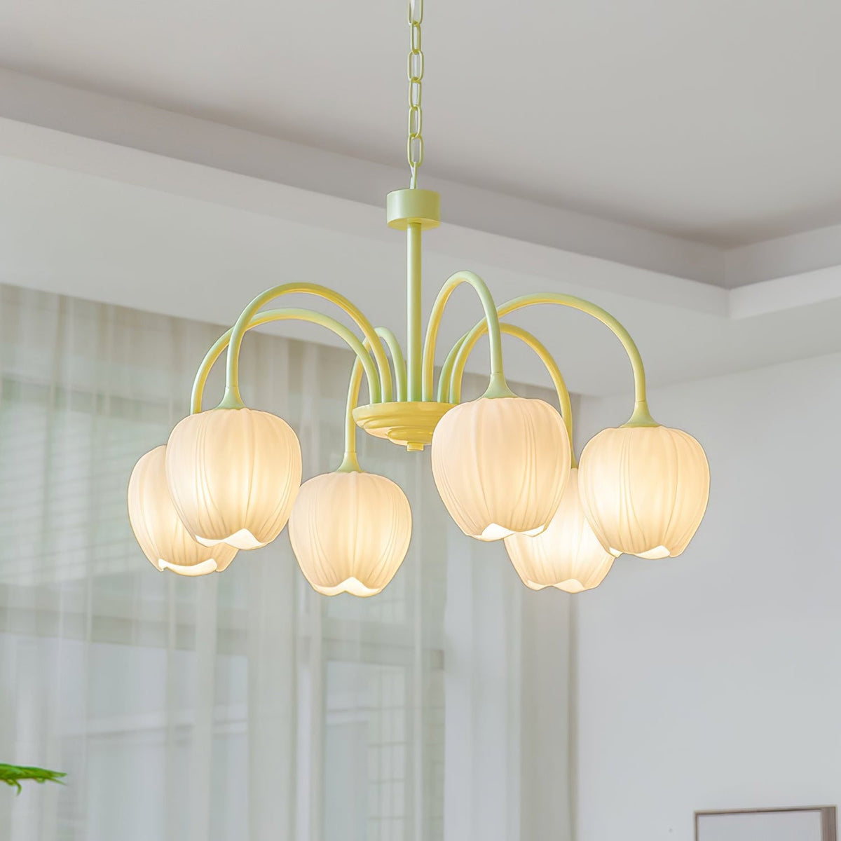 Tulip Matcha Chandelier Light Fixture-Lighting > Chandeliers & Pendant Lights-casanuva-casanuva