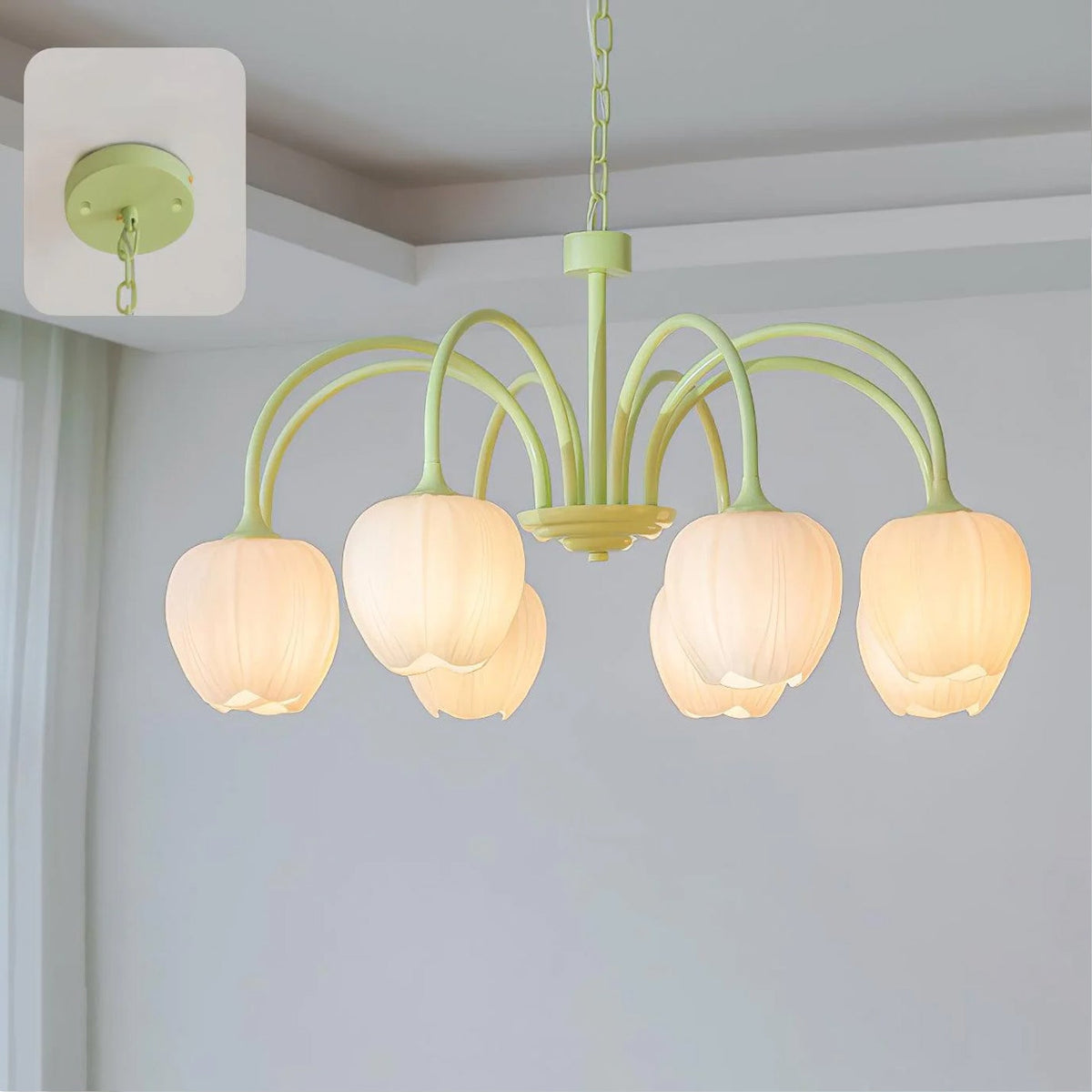 Tulip Matcha Chandelier Light Fixture-Lighting > Chandeliers & Pendant Lights-casanuva-casanuva
