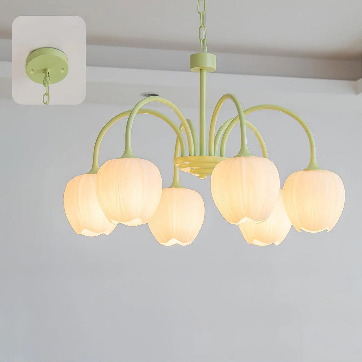 Tulip Matcha Chandelier Light Fixture-Lighting > Chandeliers & Pendant Lights-casanuva-casanuva