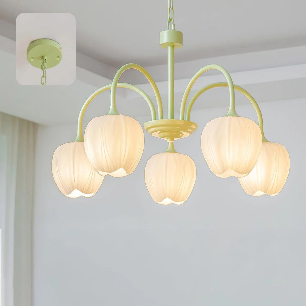 Tulip Matcha Chandelier Light Fixture-Lighting > Chandeliers & Pendant Lights-casanuva-casanuva