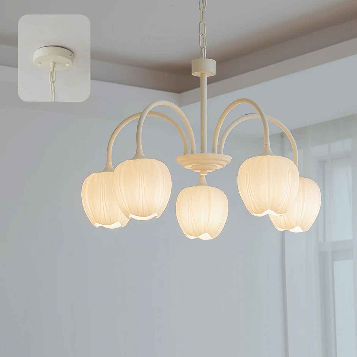 Tulip Matcha Chandelier Light Fixture-Lighting > Chandeliers & Pendant Lights-casanuva-casanuva