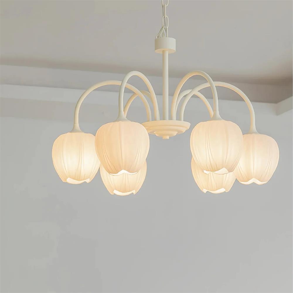 Tulip Matcha Chandelier Light Fixture-Lighting > Chandeliers & Pendant Lights-casanuva-6 heads 6 heads 65cmx48cm-Creamy White-casanuva