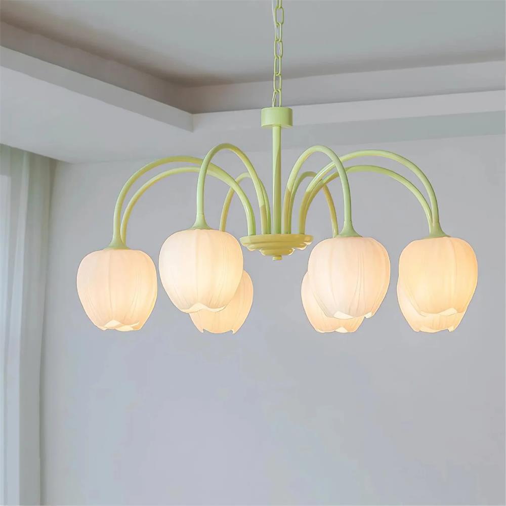 Tulip Matcha Chandelier Light Fixture-Lighting > Chandeliers & Pendant Lights-casanuva-6 heads 6 heads 65cmx48cm-Matcha green-casanuva