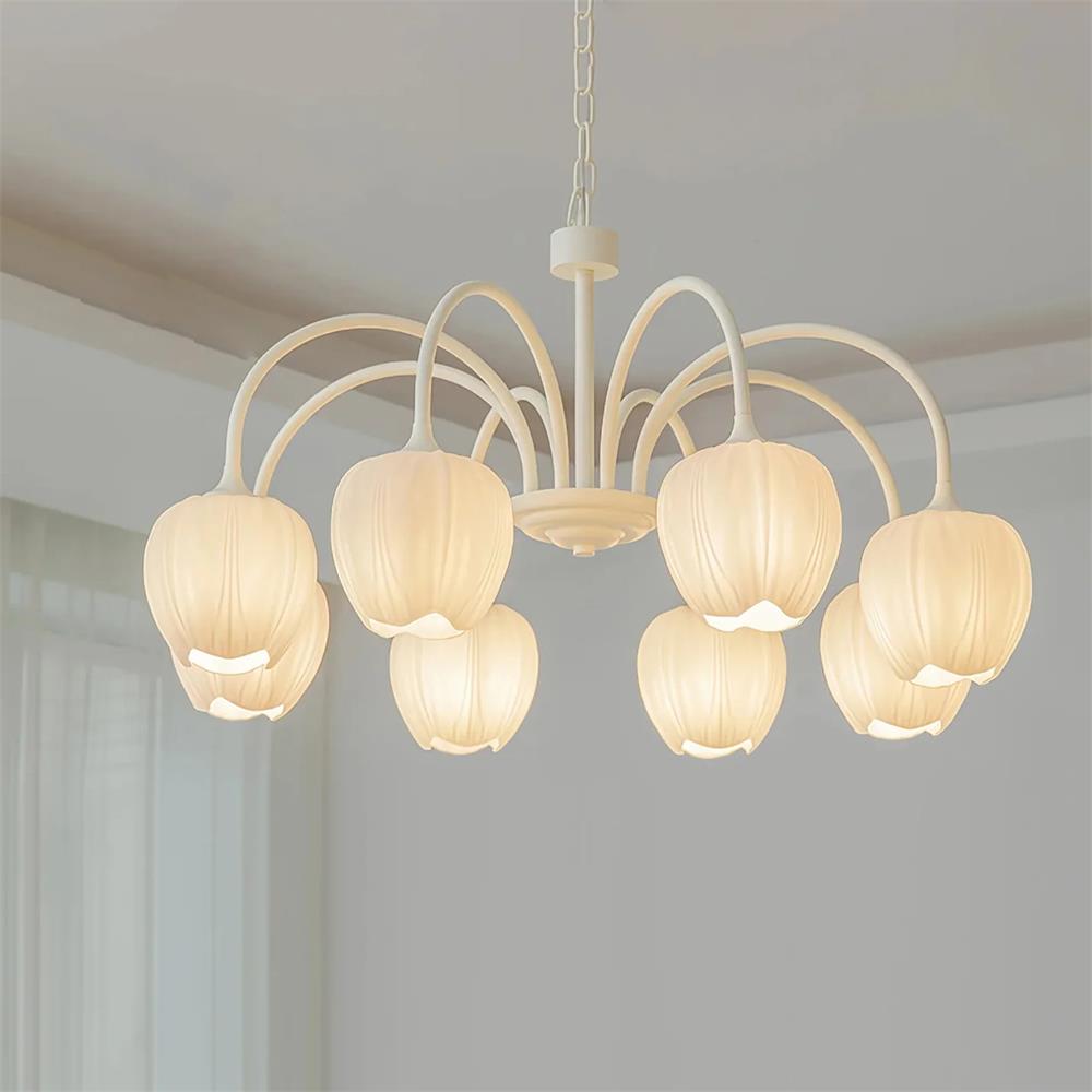 Tulip Matcha Chandelier Light Fixture-Lighting > Chandeliers & Pendant Lights-casanuva-8 heads 8 heads 78cmx48cm-Creamy White-casanuva