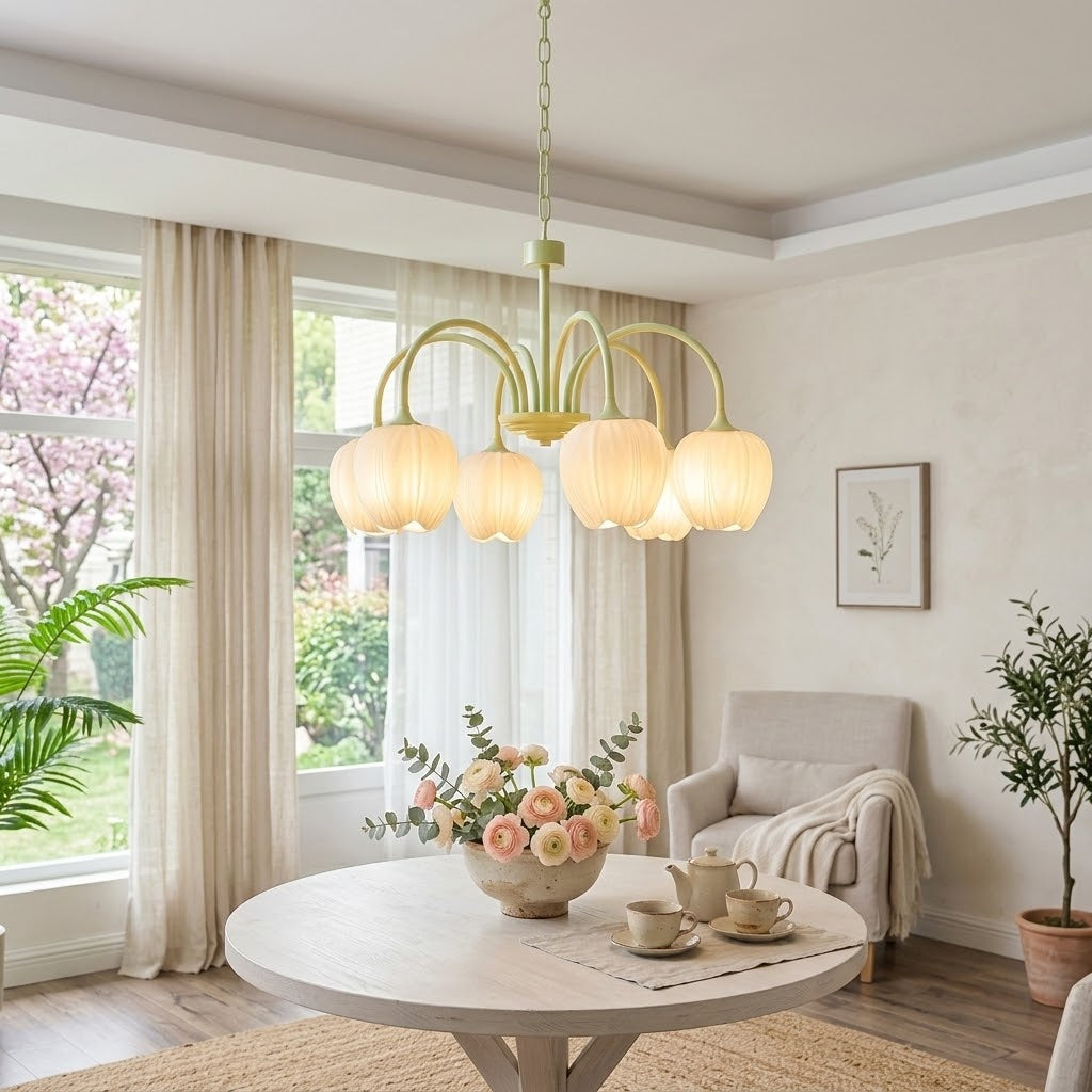 Tulip Matcha Chandelier Light Fixture-Lighting > Chandeliers & Pendant Lights-casanuva-casanuva