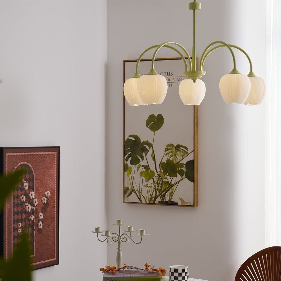 Tulip Matcha Chandelier Light Fixture-Lighting > Chandeliers & Pendant Lights-casanuva-casanuva