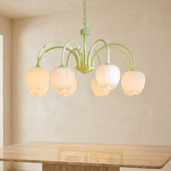 Tulip Matcha Chandelier Light Fixture-Lighting > Chandeliers & Pendant Lights-casanuva-casanuva
