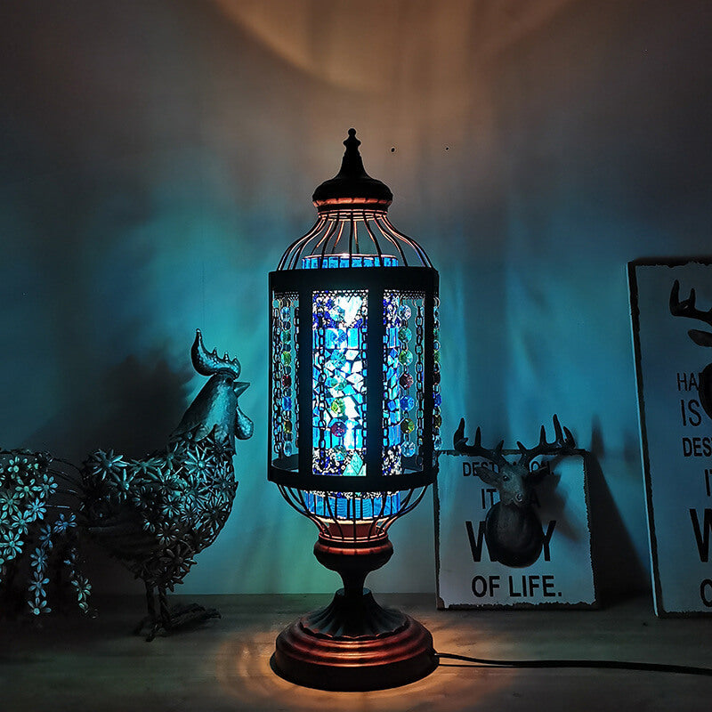 Turkish Stained Glass Table Lamp 1-Light Vintage Design-Lighting > Table Lamps-casanuva-110V-120V-Blue-casanuva