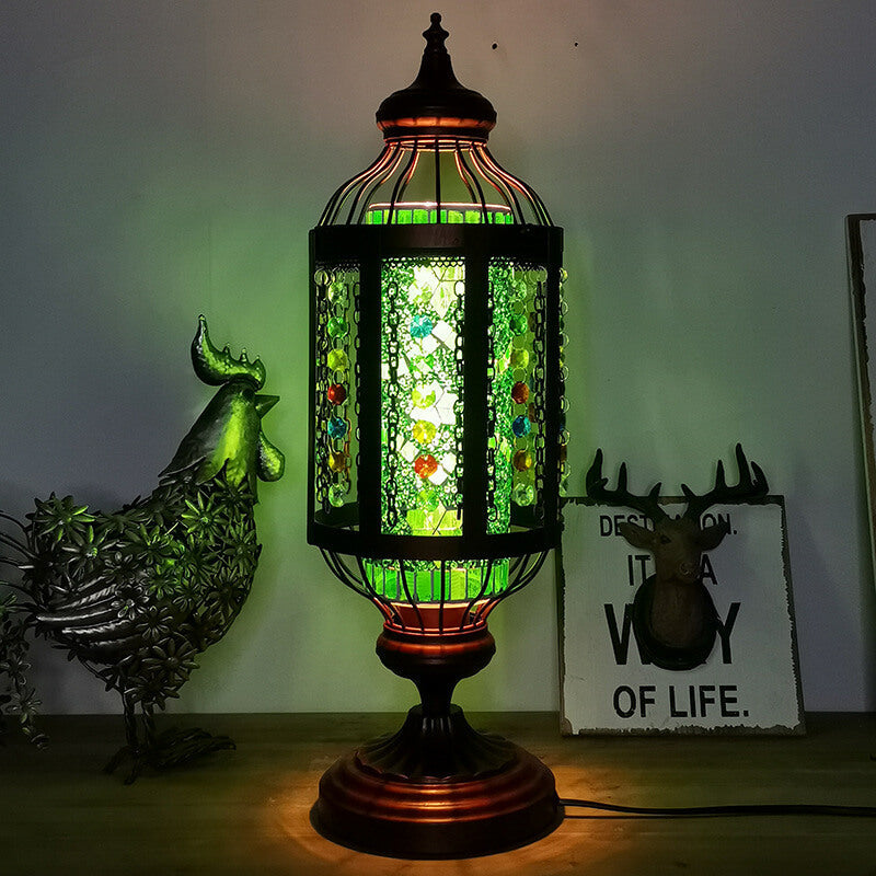 Turkish Stained Glass Table Lamp 1-Light Vintage Design-Lighting > Table Lamps-casanuva-110V-120V-Green-casanuva