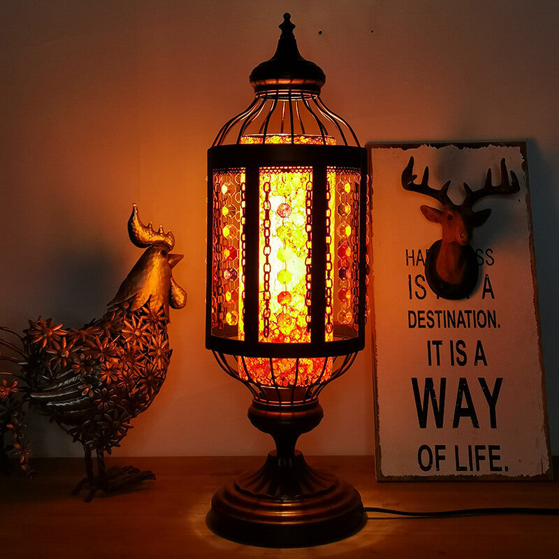 Turkish Stained Glass Table Lamp 1-Light Vintage Design-Lighting > Table Lamps-casanuva-110V-120V-Orange-casanuva